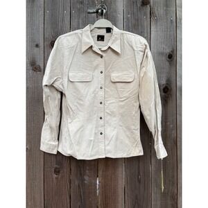 Vintage Lizsport Best of West Beige Cotton Button Long Sleeve Western Top NWT 10